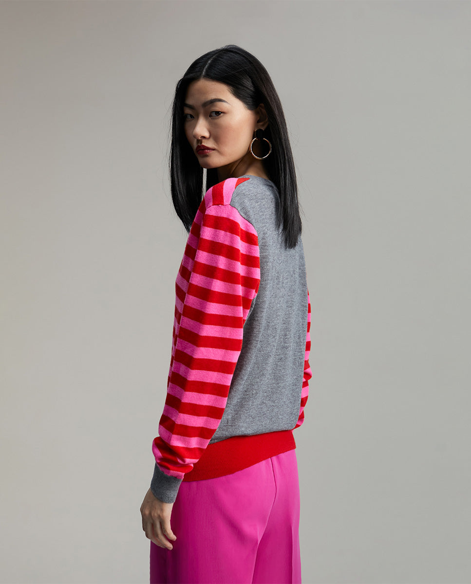 Two-tone striped sweater