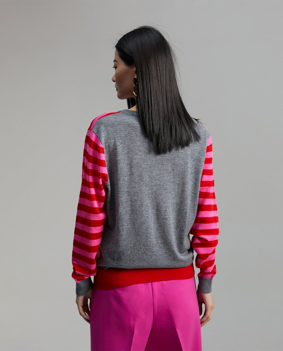 Two-tone striped sweater