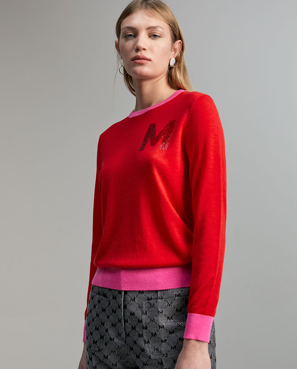 Sweater with rhinestone detail