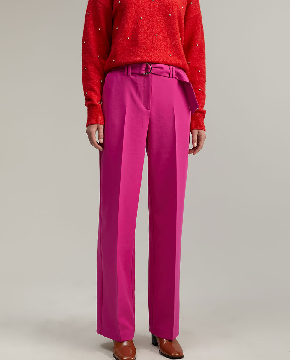 Wide-leg trousers with belt