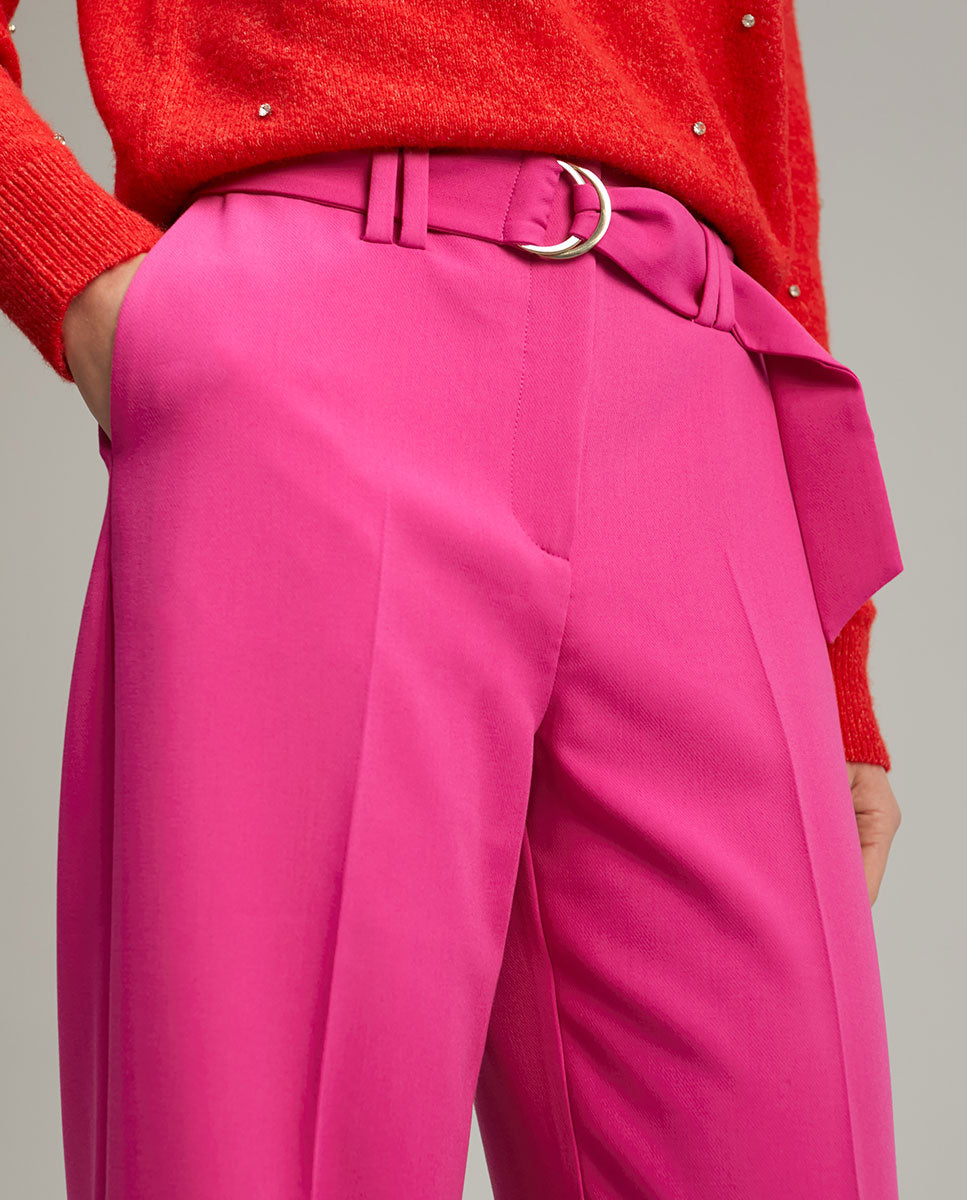 Wide-leg trousers with belt