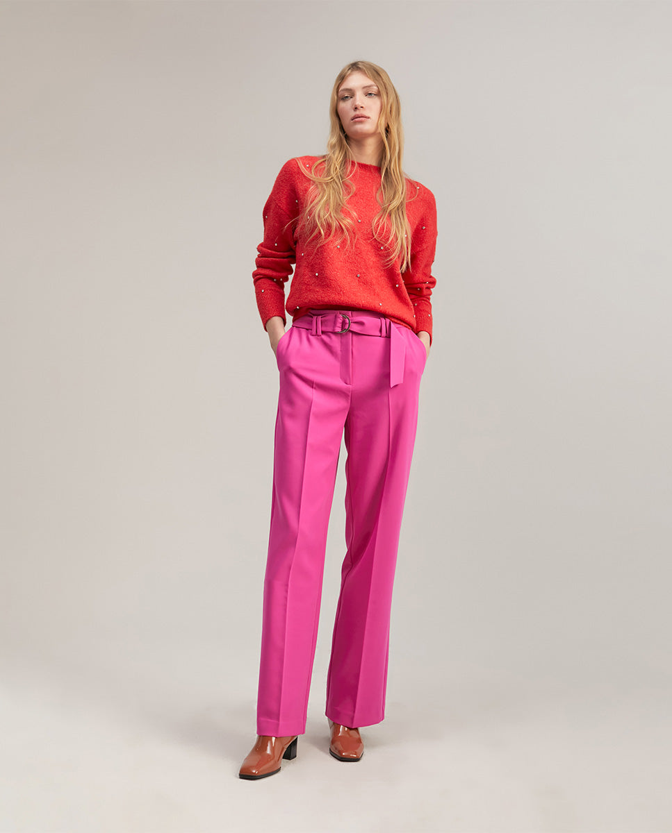 Wide-leg trousers with belt