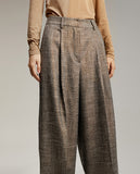 Wide-leg check trousers