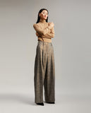 Wide-leg check trousers