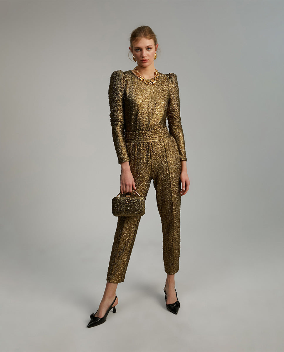 Gold-toned jogging trousers