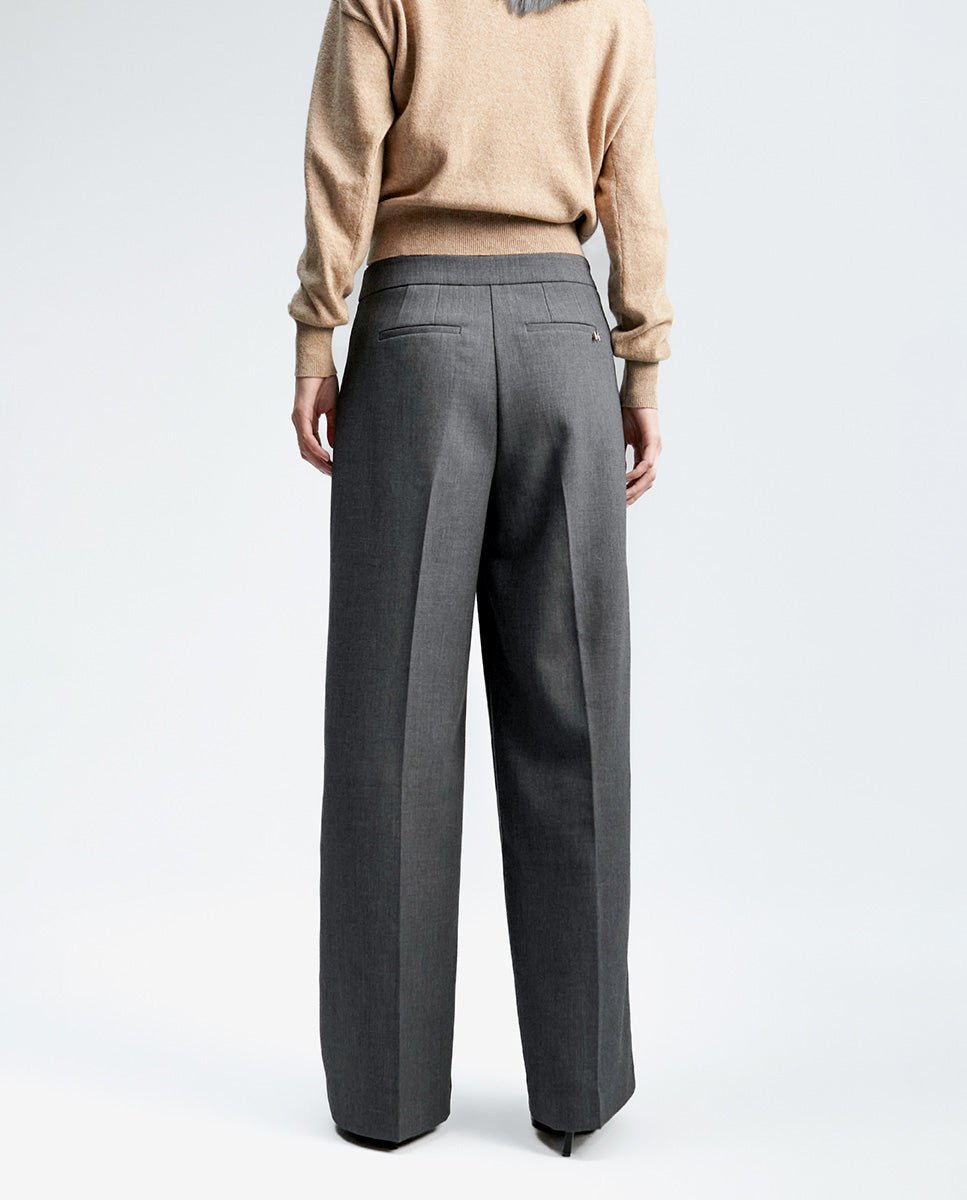 Wide-leg trousers with snap-button detail