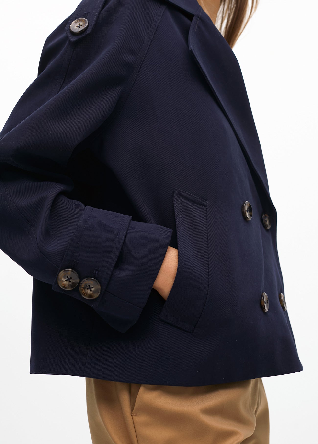 Short Sarga Double-Breasted Trench