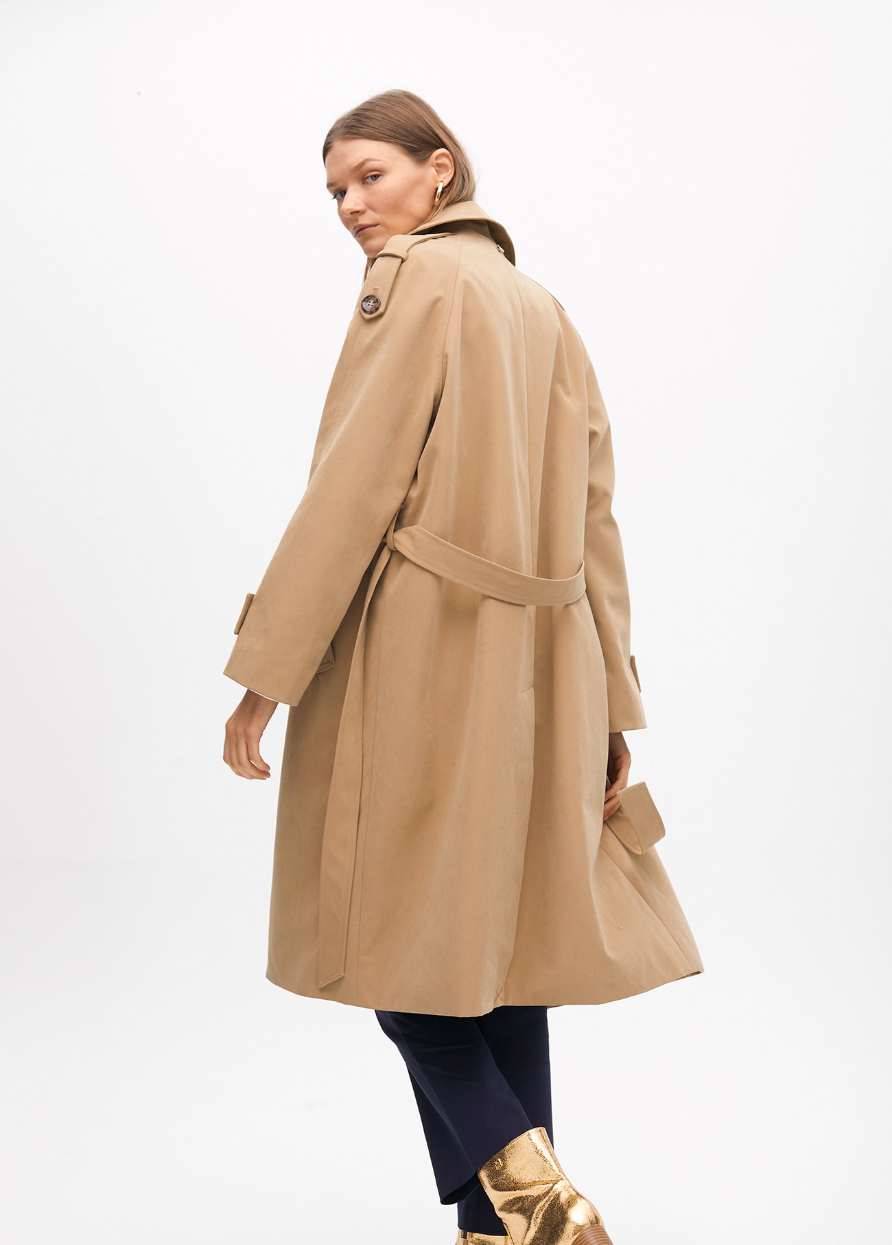 Long Twill Double-Breasted Trench