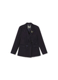 Pinstripe Blazer with Jewel Detail Lapel