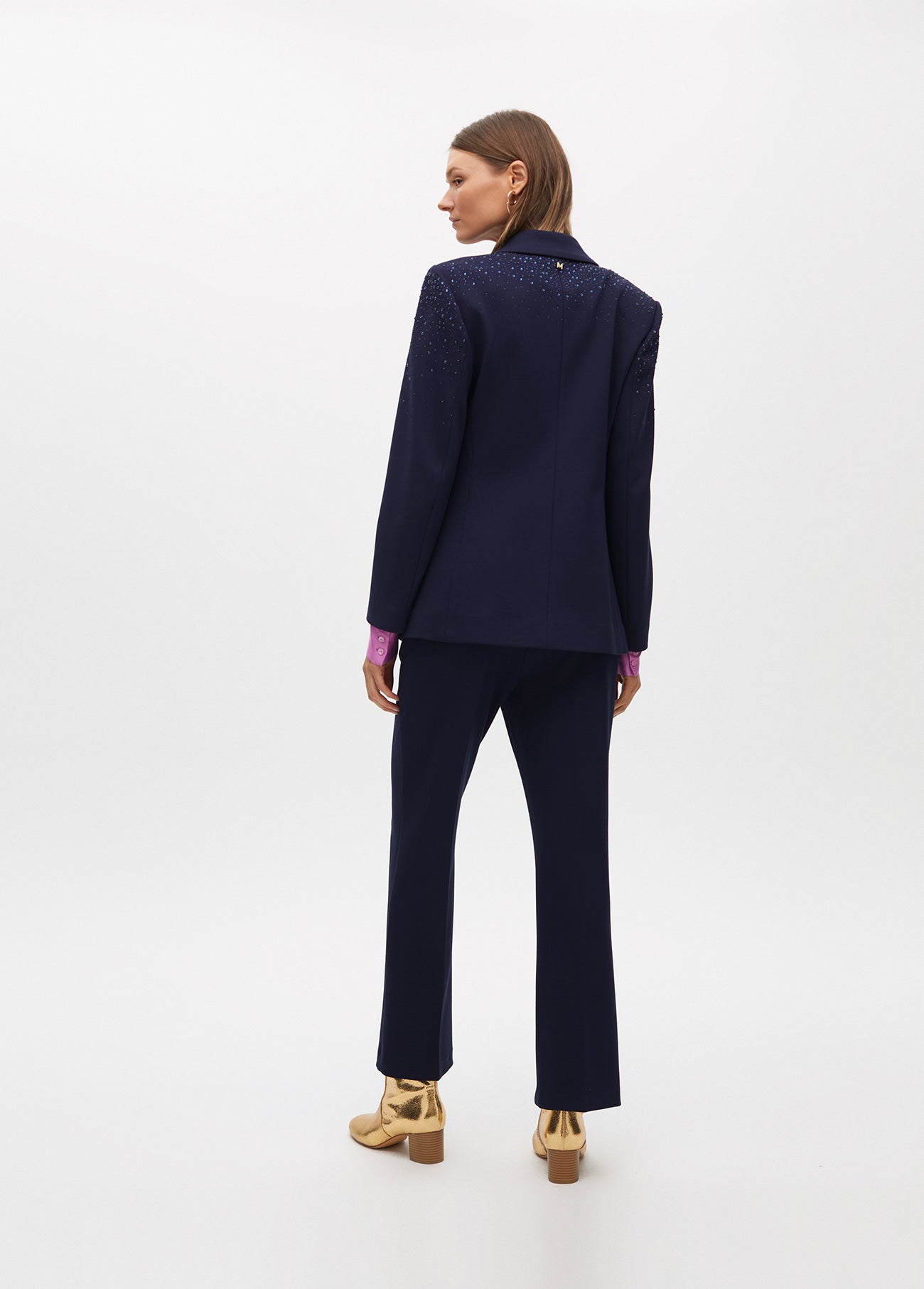 Knit Blazer with Shoulder Strass Detail