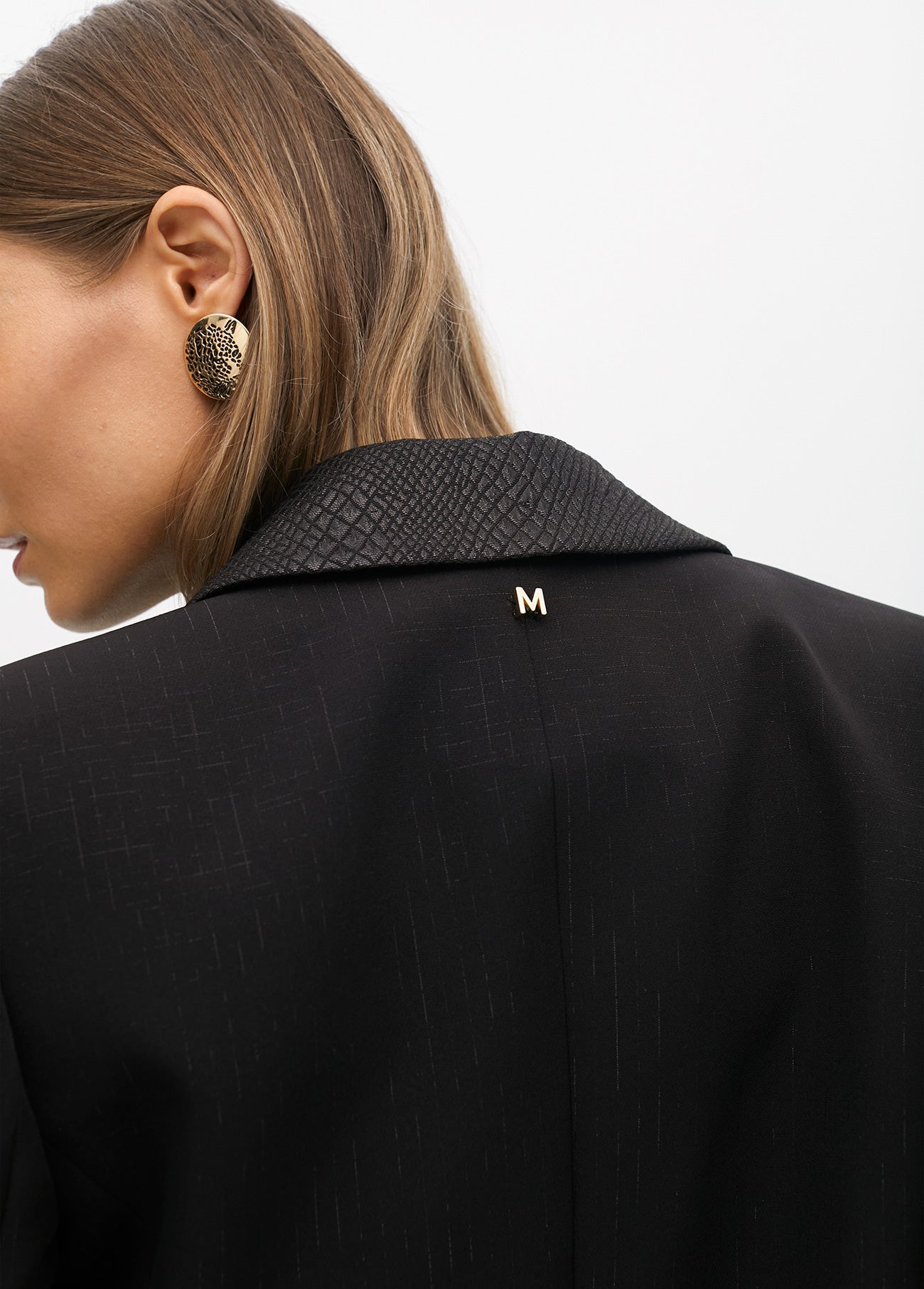 Short Blazer with Animal Print Lapel and Jewel Buttons