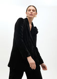 Velvet Blazer with Lapel Flower