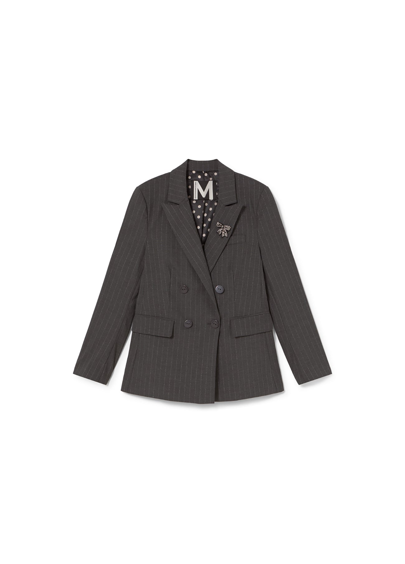 Pinstripe Blazer with Jewel Detail on Lapel