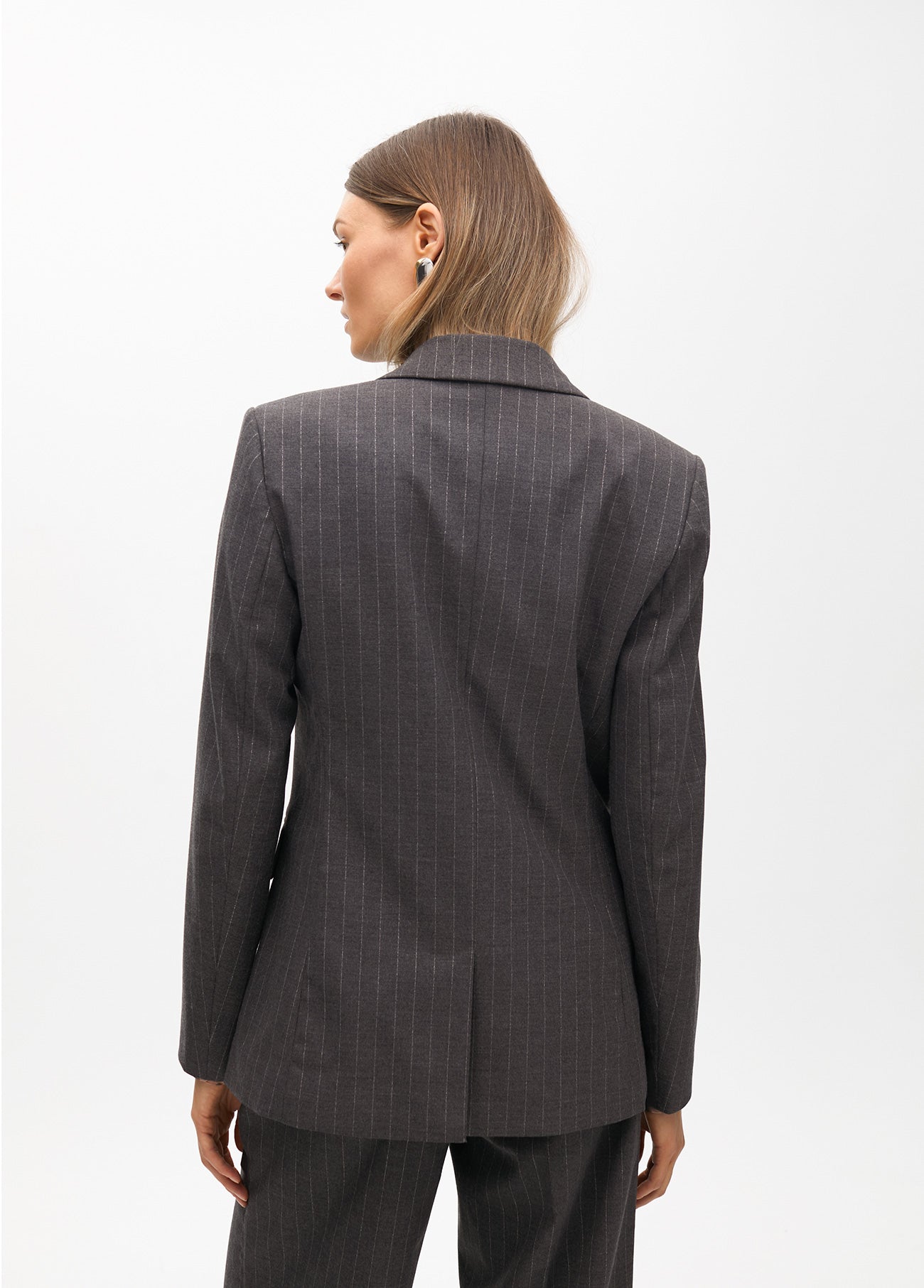 Pinstripe Blazer with Jewel Detail on Lapel