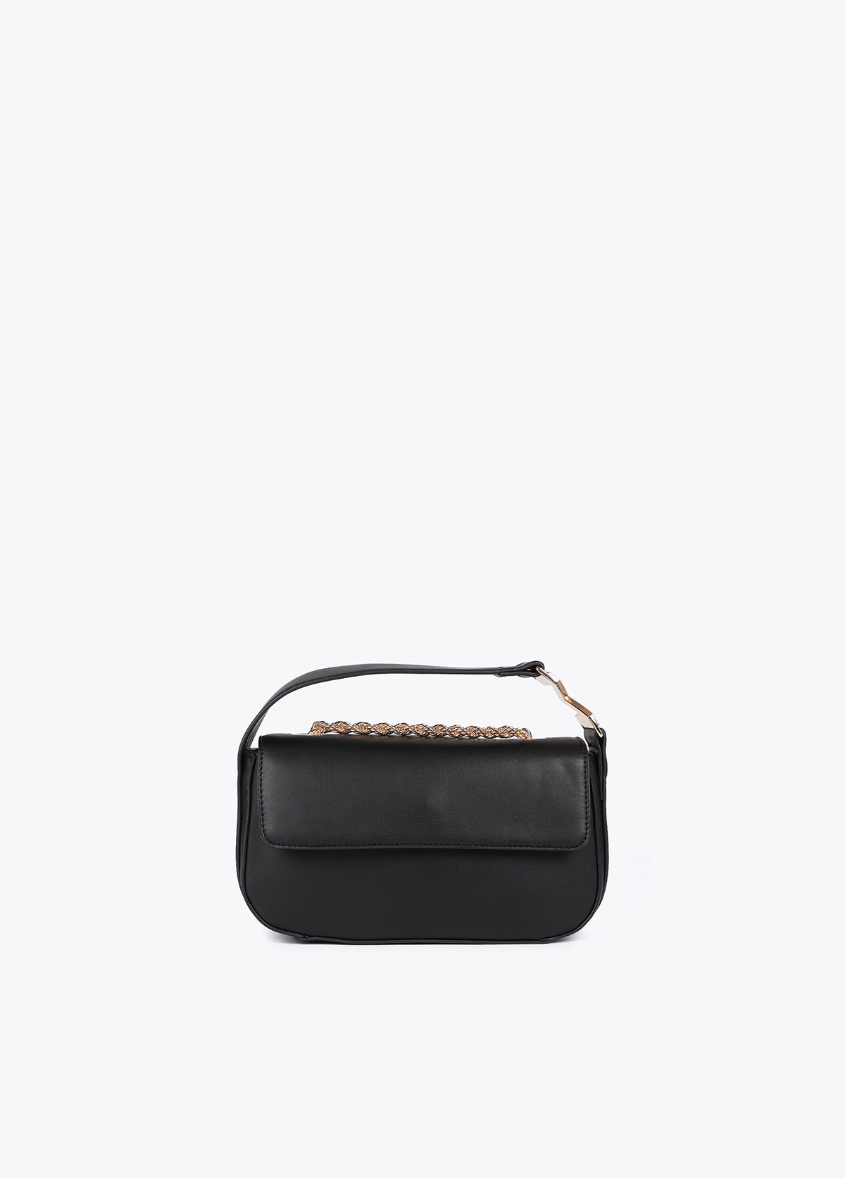 Faux Leather Flap Crossbody with M Logo on Handle