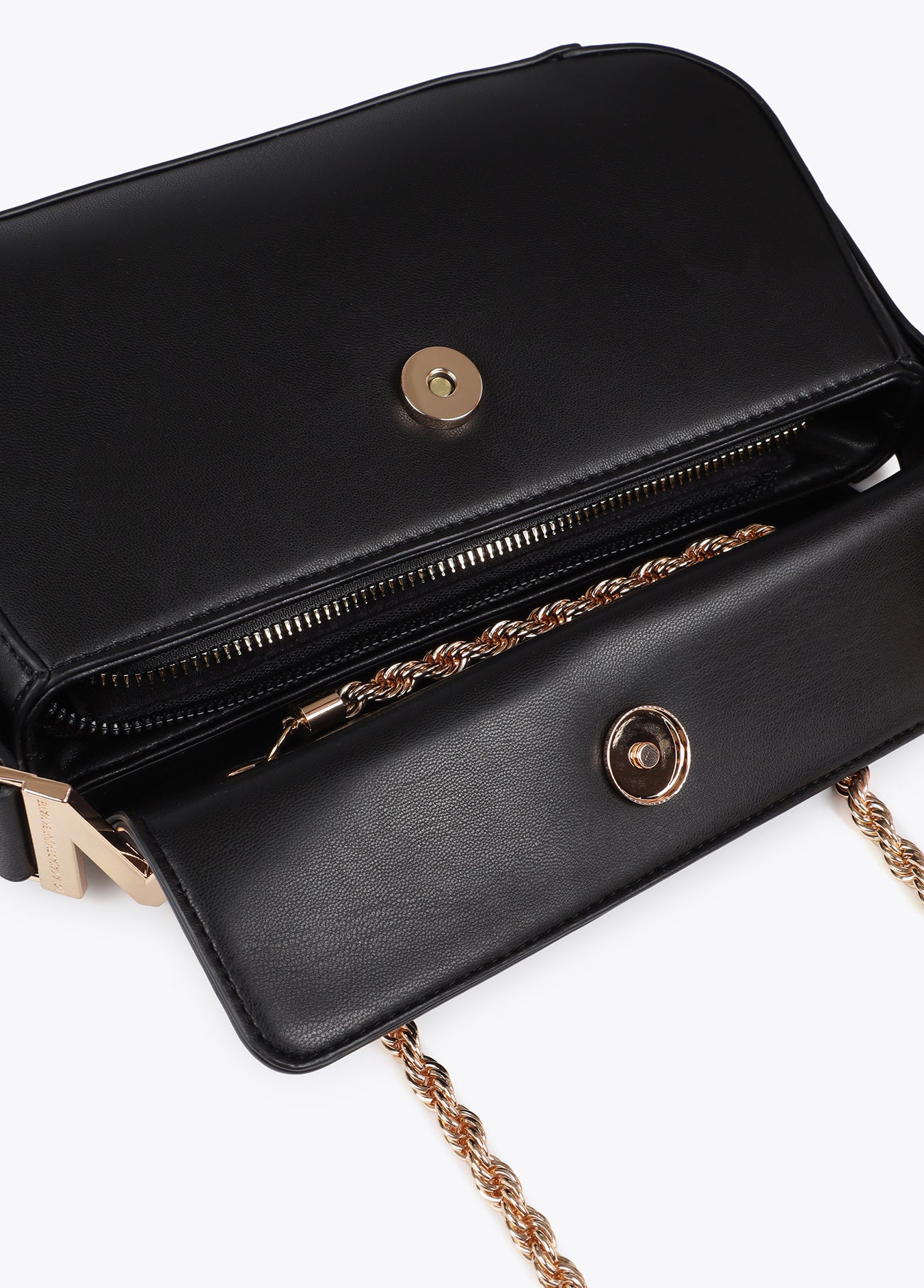 Faux Leather Flap Crossbody with M Logo on Handle