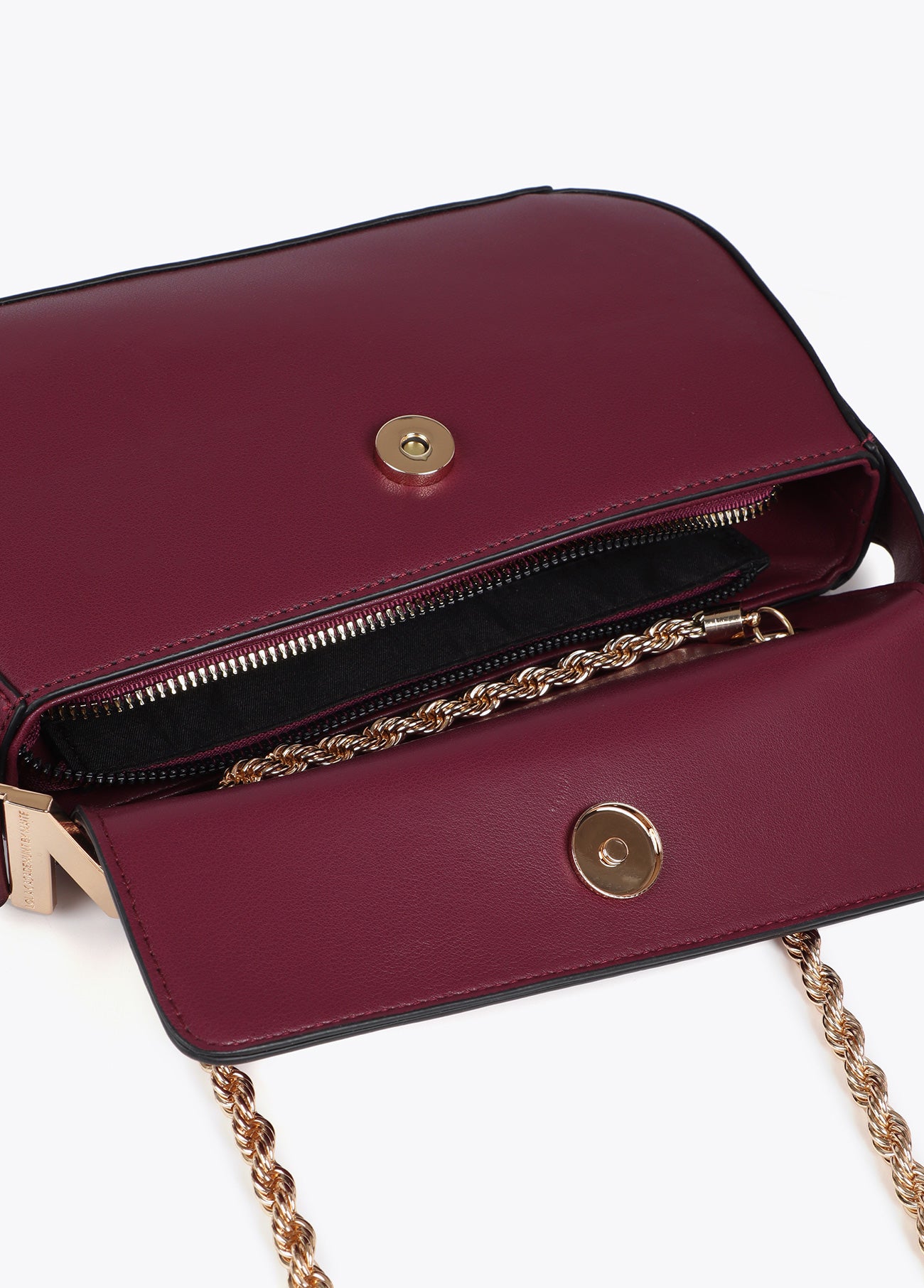 Faux Leather Flap Crossbody with M Logo on Handle