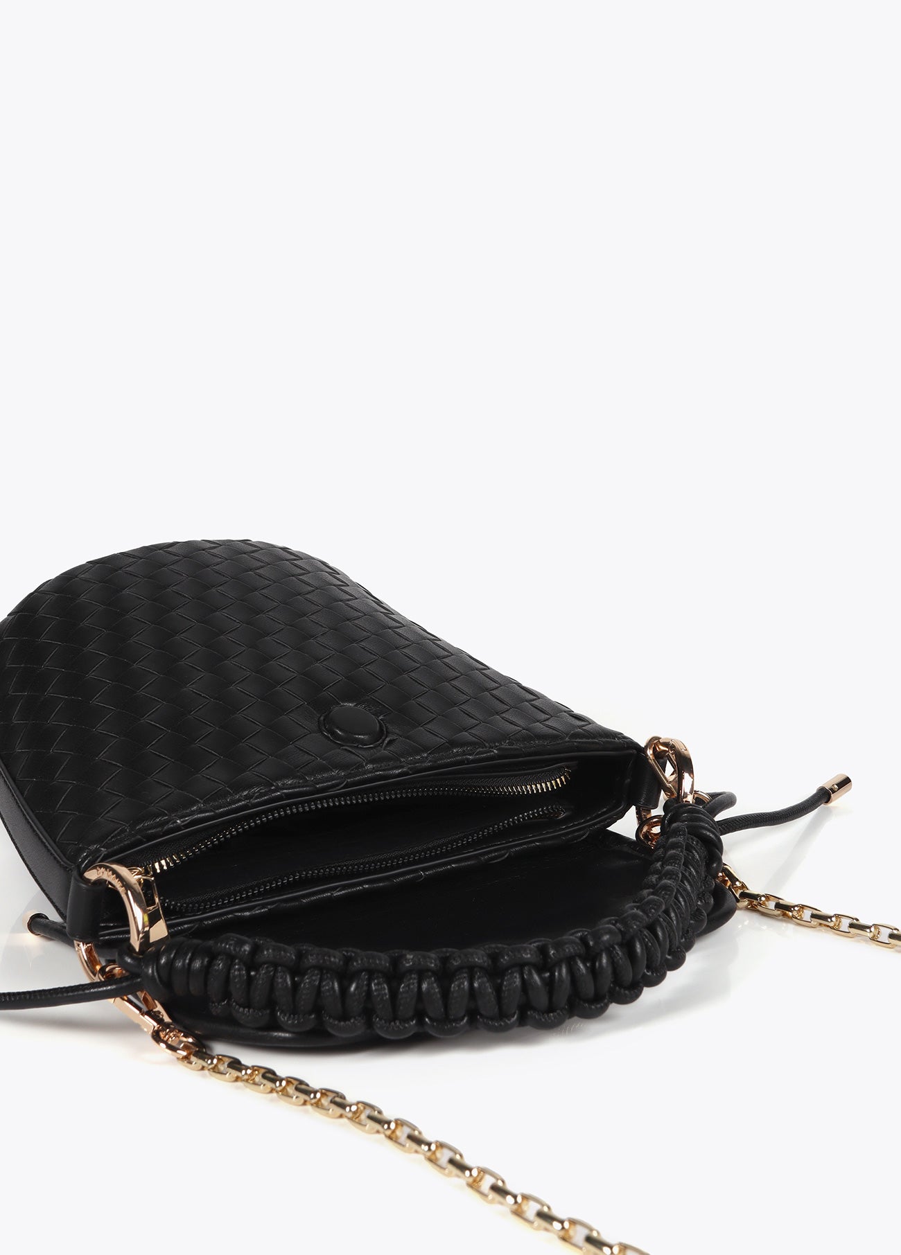 Woven Effect Faux Leather Crossbody Bag
