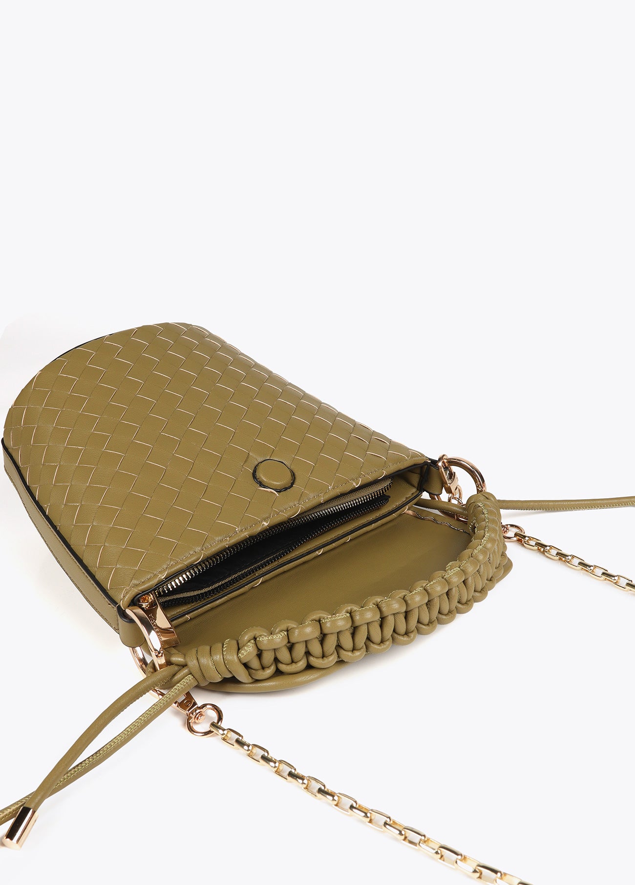 Woven Effect Faux Leather Crossbody Bag