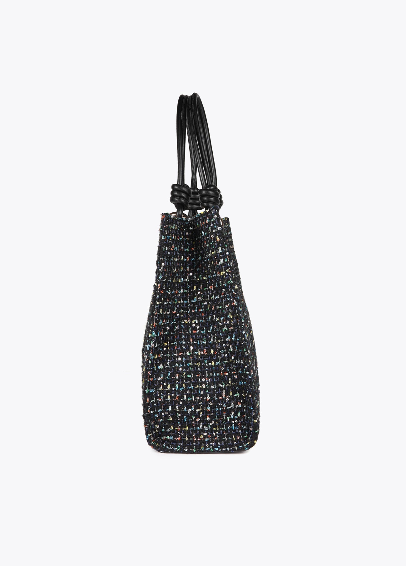 Tweed Bag with Faux Leather Handles