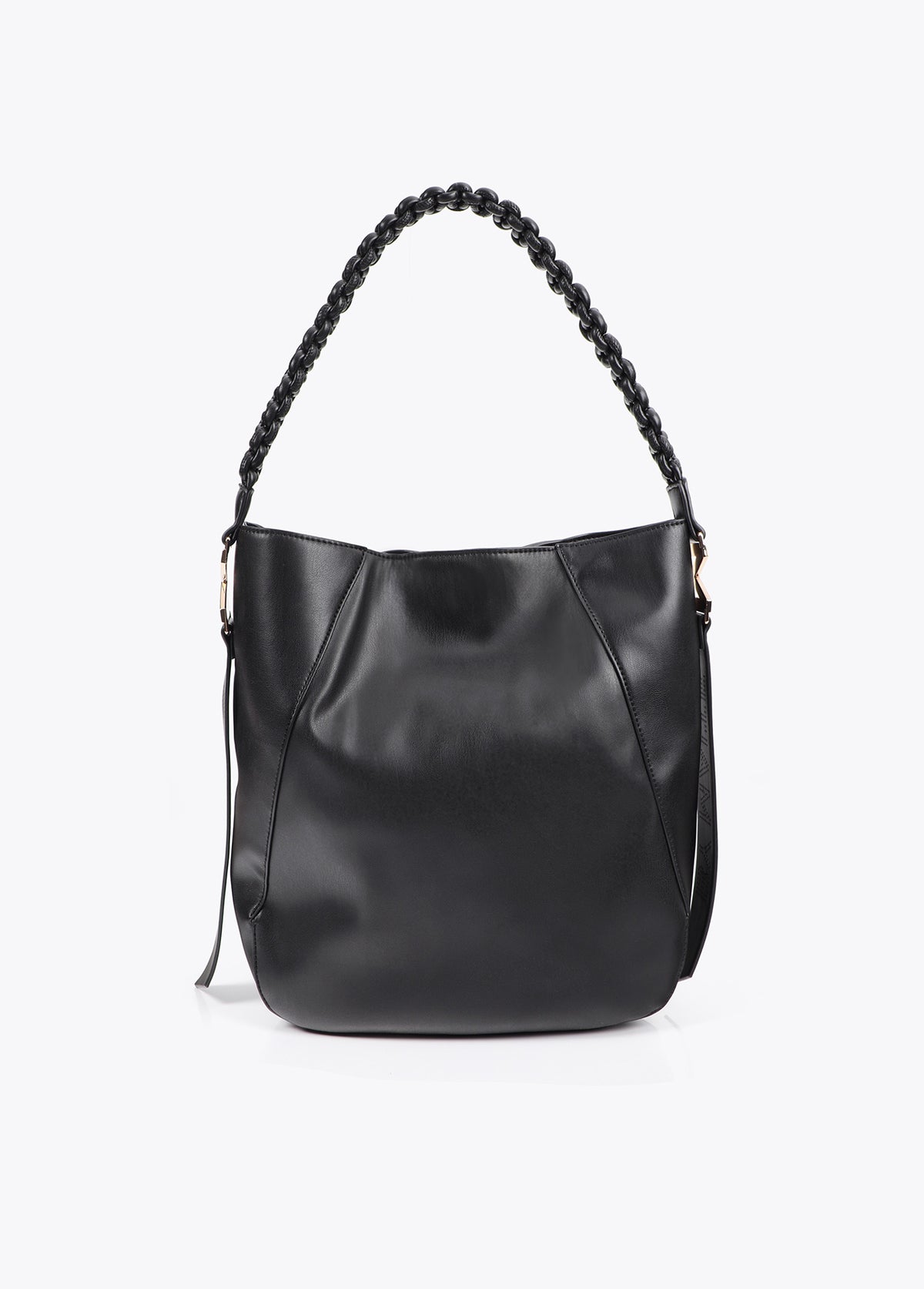 Braided Handle Faux Leather Shopper
