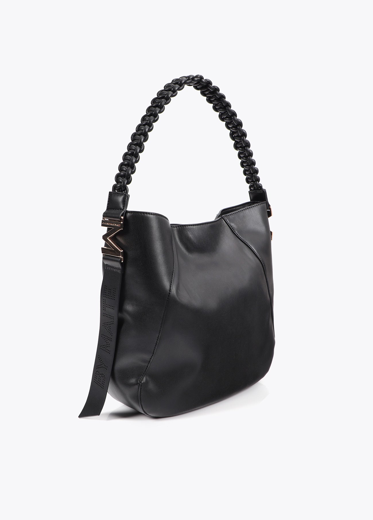 Braided Handle Faux Leather Shopper