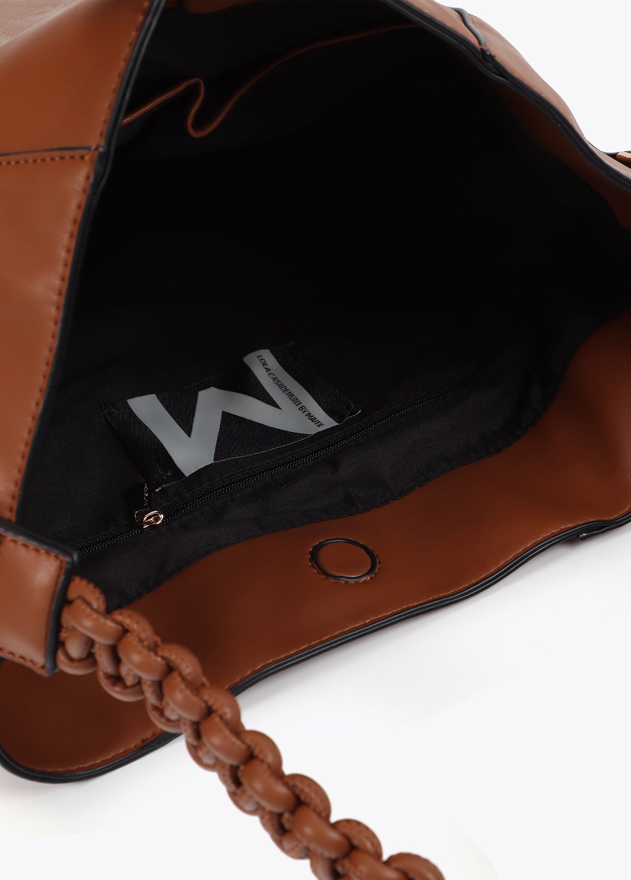 Braided Handle Faux Leather Shopper