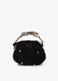 Fantasy Rosette Fabric Bag with Metal Leopard Handle