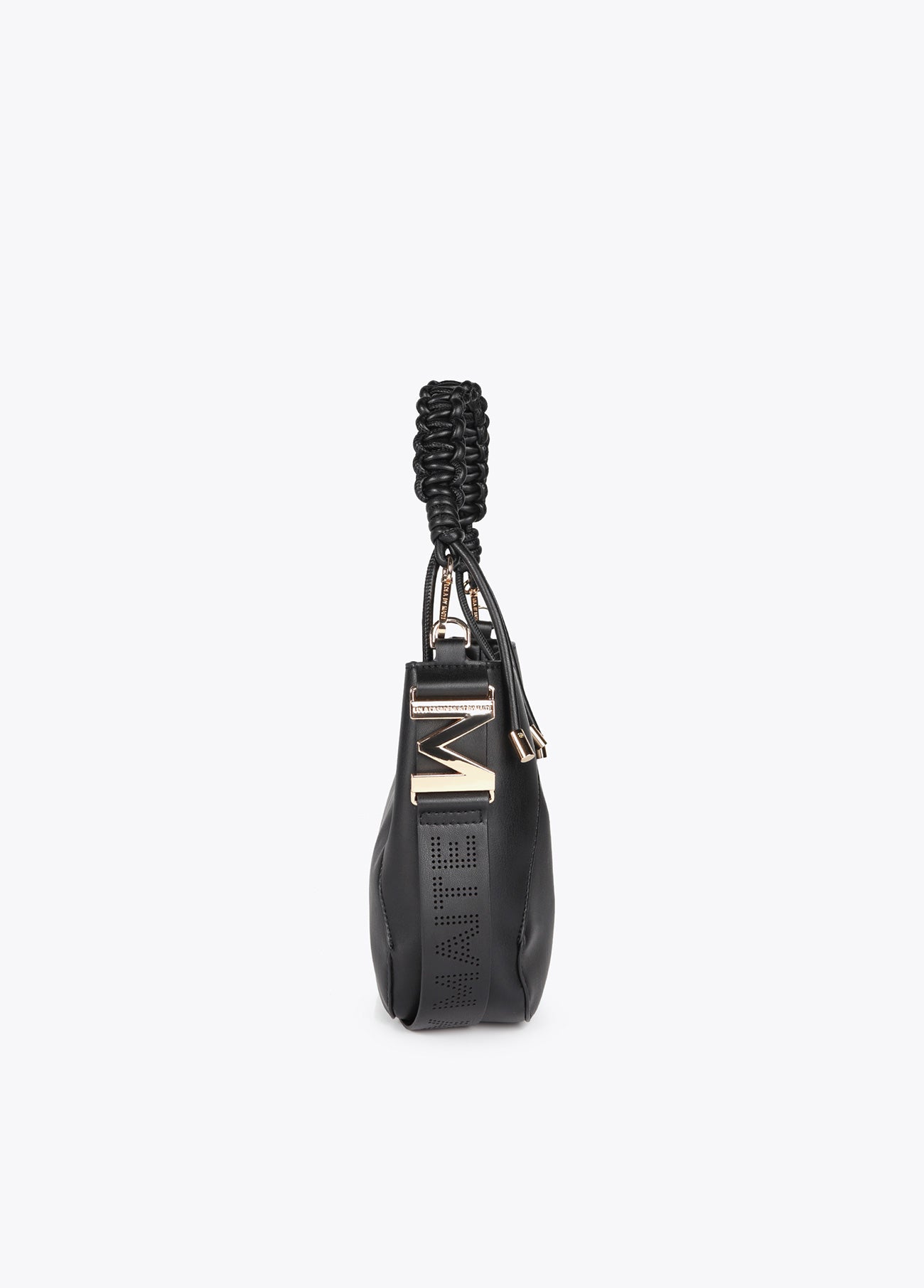 Braided Handle Faux Leather Bag