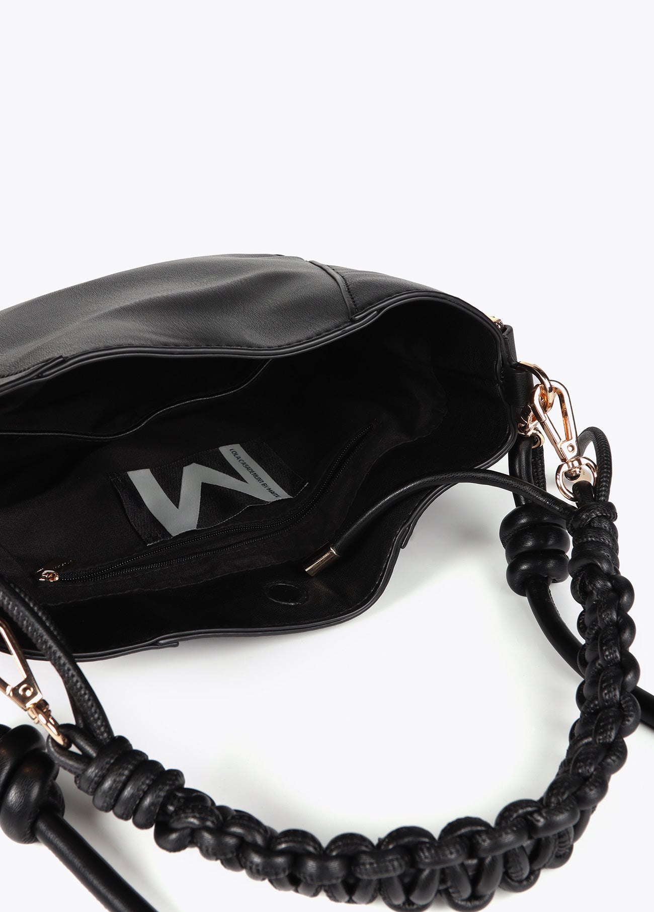Braided Handle Faux Leather Bag