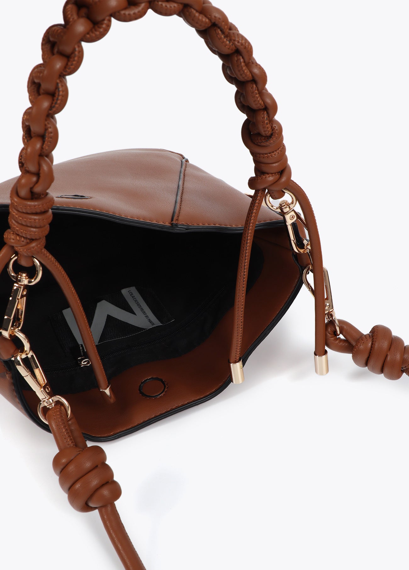 Braided Handle Faux Leather Bag