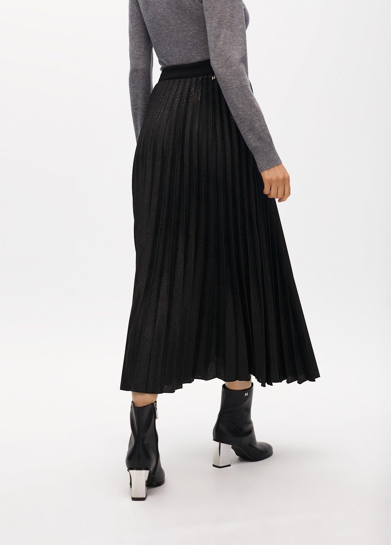 Pleated Midi Skirt Animal Print