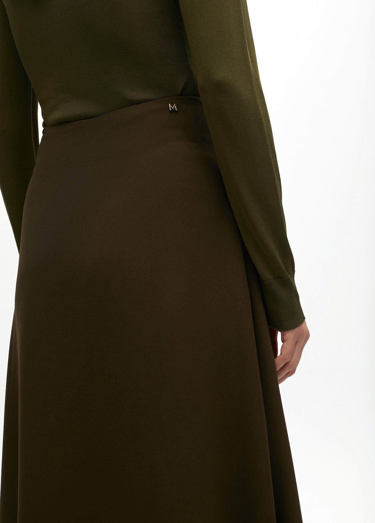 Midi Crepe A-line Skirt