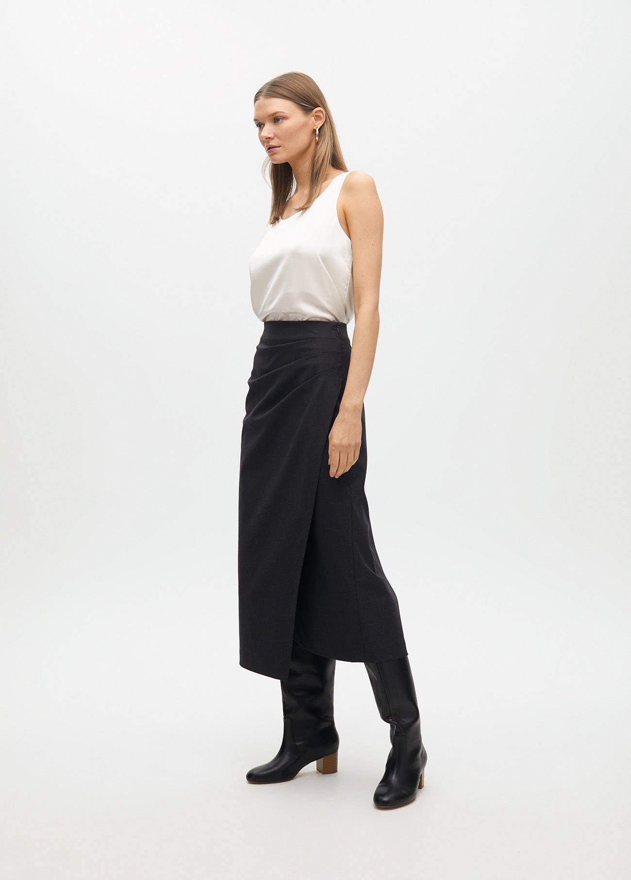 Ruched Asymmetric Skirt