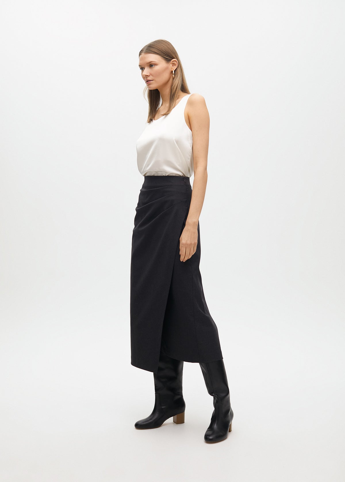 Ruched Asymmetric Skirt