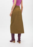 Midi Skirt with Bow Belt and Button Details
