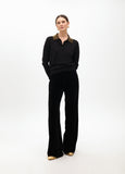 Polo Style Sweater with Rhinestone Collar