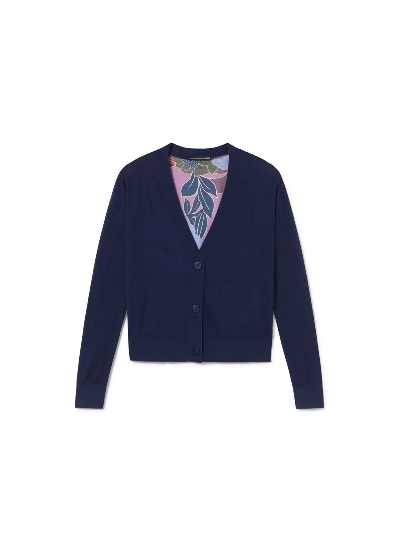 Short Fine Knit Cardigan with Printed Back