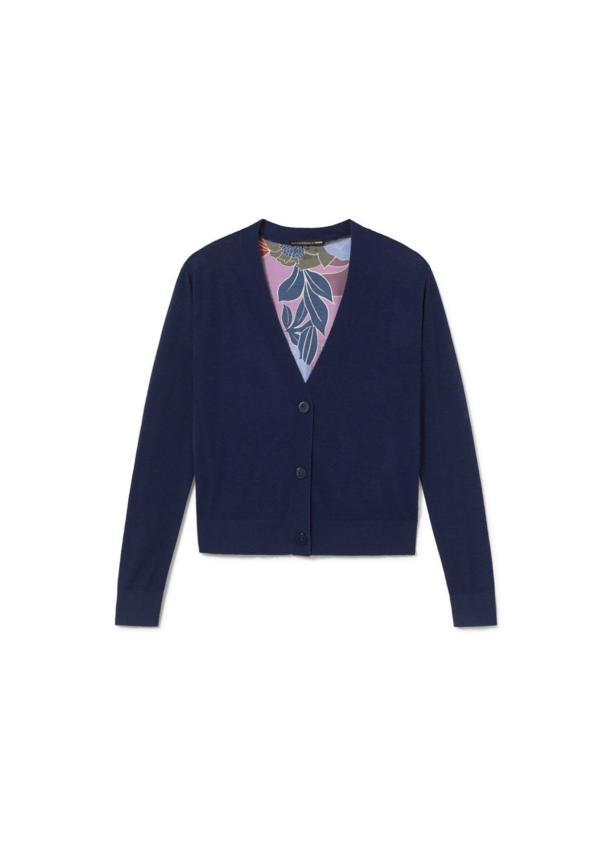 Short Fine Knit Cardigan with Printed Back
