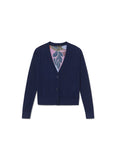 Short Fine Knit Cardigan with Printed Back
