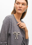 Two-Piece Cardigan with Bow Jewel