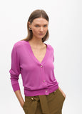 Closed cardigan with cool knit rib jewel buttons