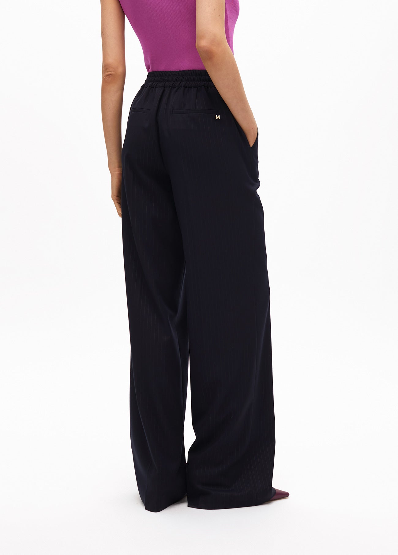 Straight Trousers with Pinstripe Elastic