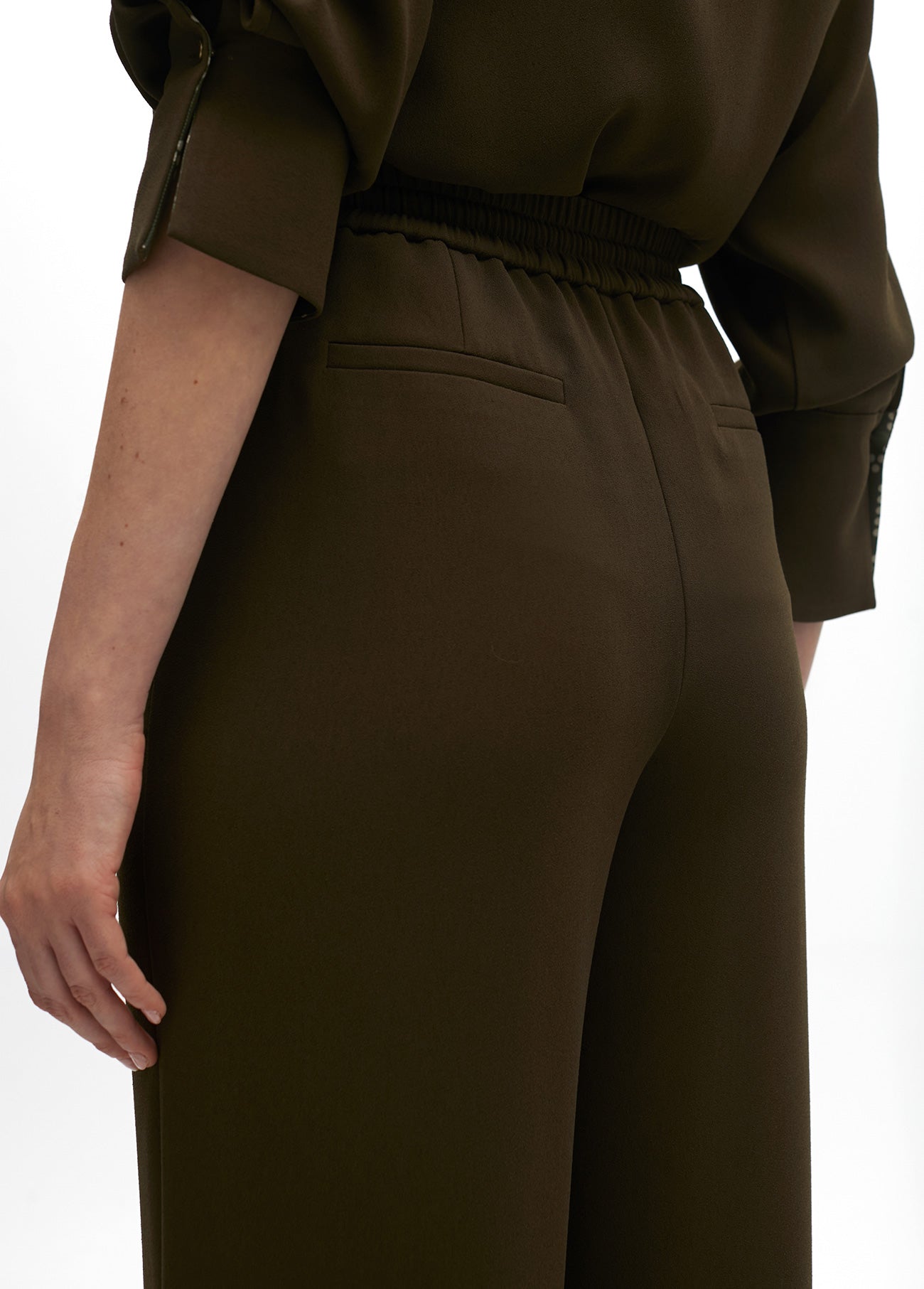 Straight Pants with Elastic and Central Crease