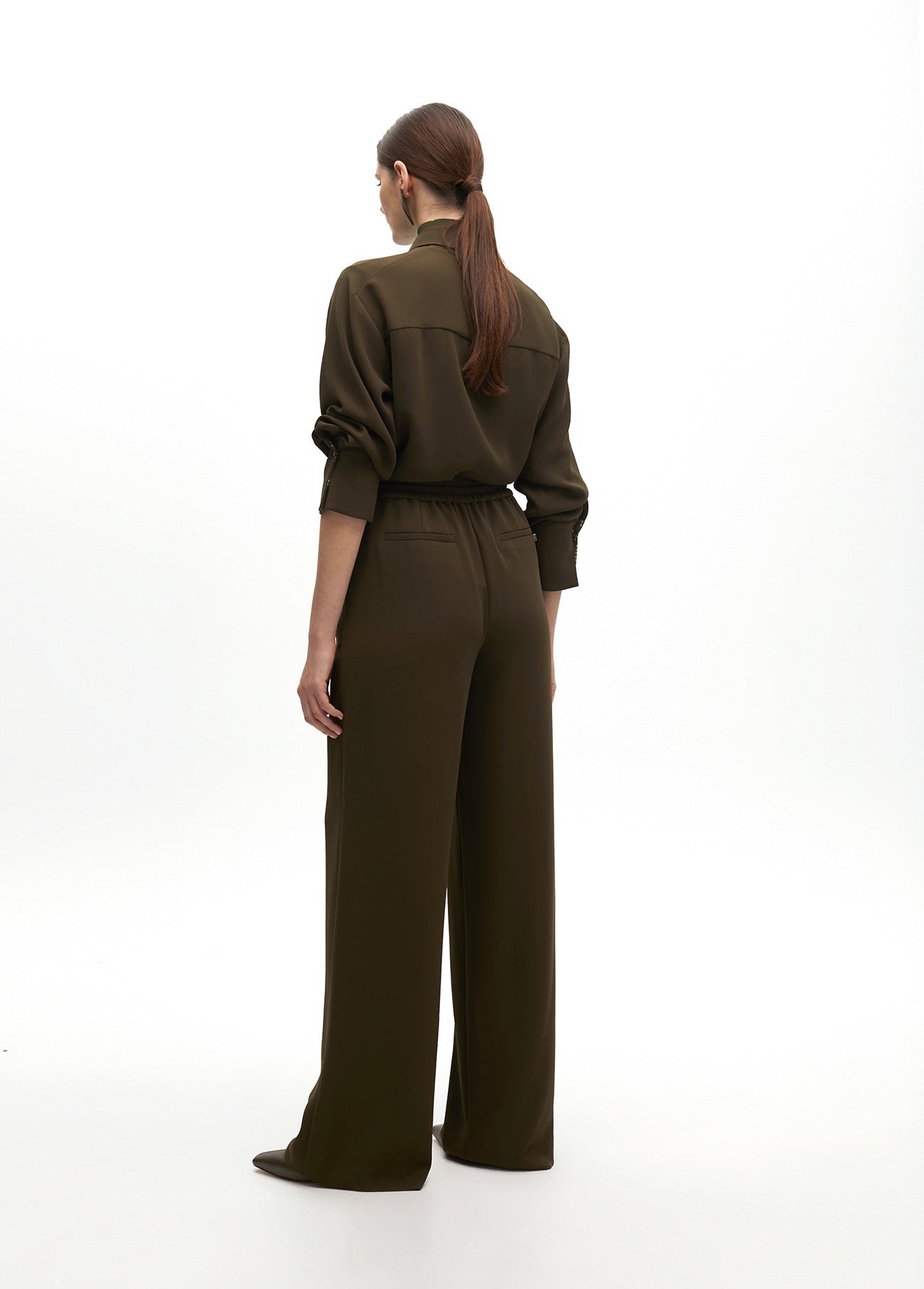 Straight Pants with Elastic and Central Crease