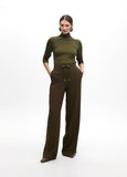 Straight Pants with Elastic and Central Crease