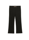 Cropped flared trousers with rhinestone detail at the waist
