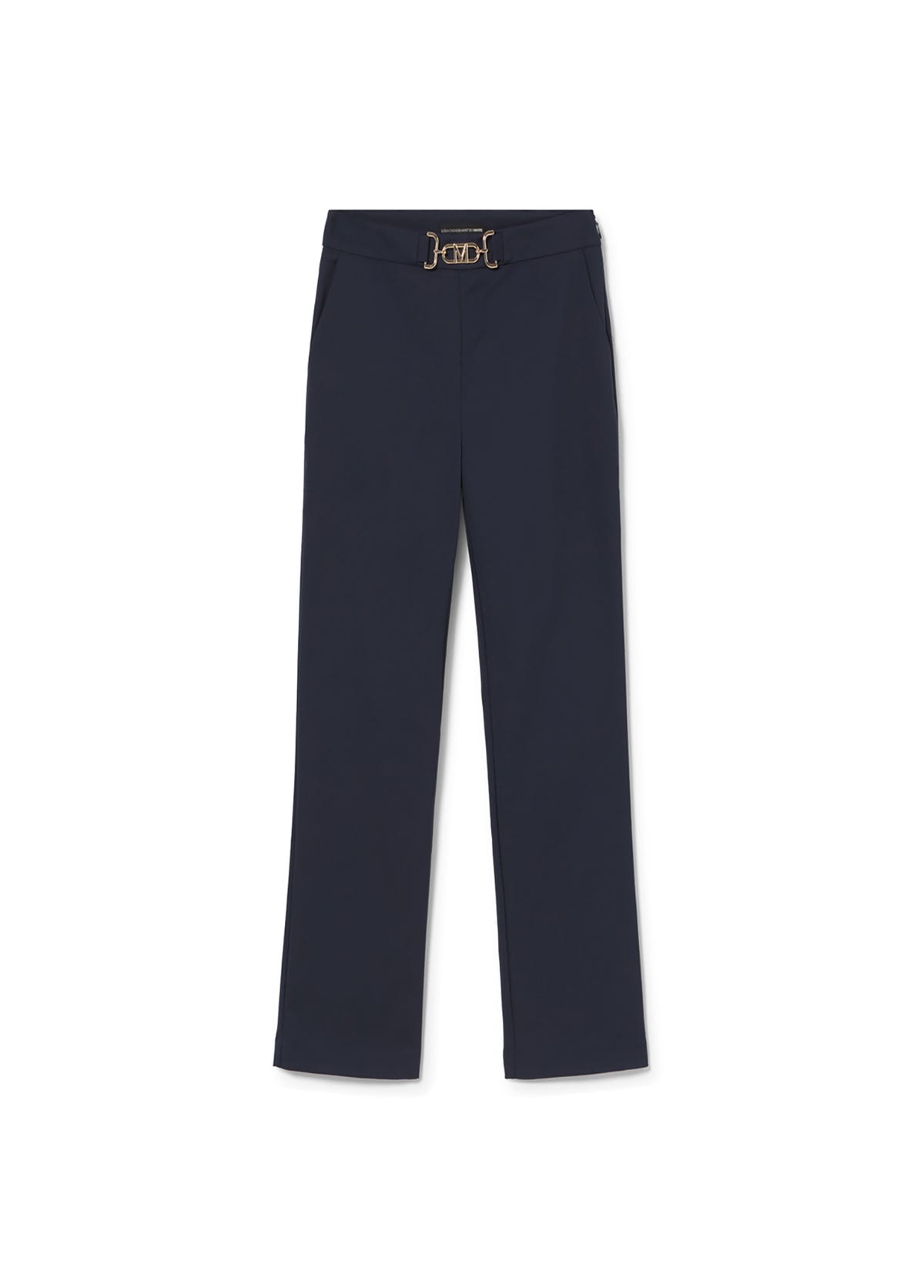Cropped flared trousers with rhinestone detail at the waist