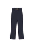 Cropped flared trousers with rhinestone detail at the waist