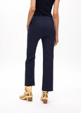 Cropped flared trousers with rhinestone detail at the waist